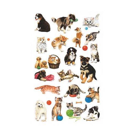 Matrica, papír, 3 ív, 76x120 mm, AVERY ZWECKFORM, "Z-Design No.53487", macska és kutya