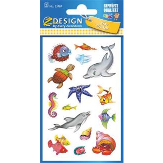   Matrica, papír, 2 ív, 76x120 mm, AVERY ZWECKFORM, "Z-Design No.53707", csillogó tengeri állatok