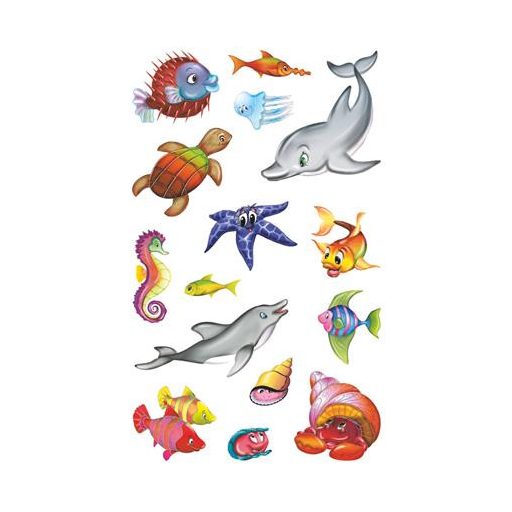 Matrica, papír, 2 ív, 76x120 mm, AVERY ZWECKFORM, "Z-Design No.53707", csillogó tengeri állatok