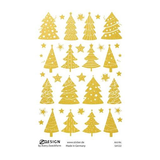 Matrica, 1 ív, 76x120 mm, AVERY ZWECKFORM, "Z-Design No.54122", karácsonyfa