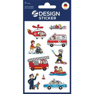   Matrica, papír,  3 ív, 76x120 mm, AVERY ZWECKFORM, "Z-Design No.54137", mentősök, rendőrök, tűzoltók