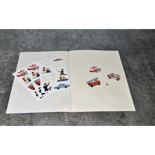 Matrica, papír,  3 ív, 76x120 mm, AVERY ZWECKFORM, "Z-Design No.54137", mentősök, rendőrök, tűzoltók