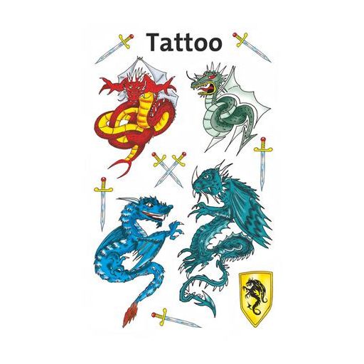Matrica, tetoválás, 1 ív, 76x120 mm, AVERY ZWECKFORM, "Z-Design No.56404", sárkányok