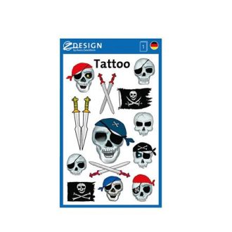   Matrica, tetoválás, 1 ív, 76x120 mm, AVERY ZWECKFORM, "Z-Design No.56632", kalóz halálfejek kardokkal