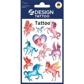   Matrica, tetoválás, 1 ív, 76x120 mm, AVERY ZWECKFORM, "Z-Design No.5669", unikornisok