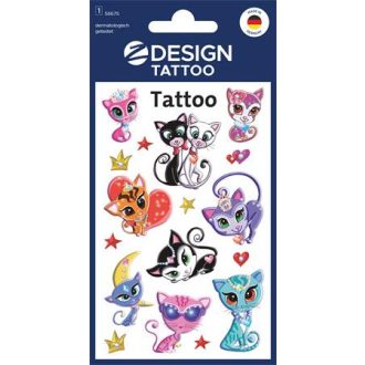   Matrica, tetoválás, 1 ív, 76x120 mm, AVERY ZWECKFORM, "Z-Design No.56675", cicák