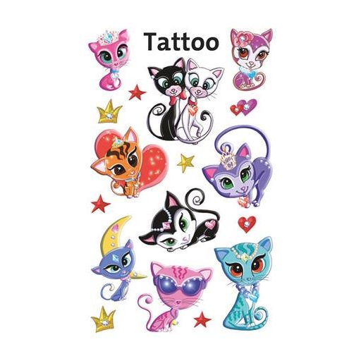 Matrica, tetoválás, 1 ív, 76x120 mm, AVERY ZWECKFORM, "Z-Design No.56675", cicák