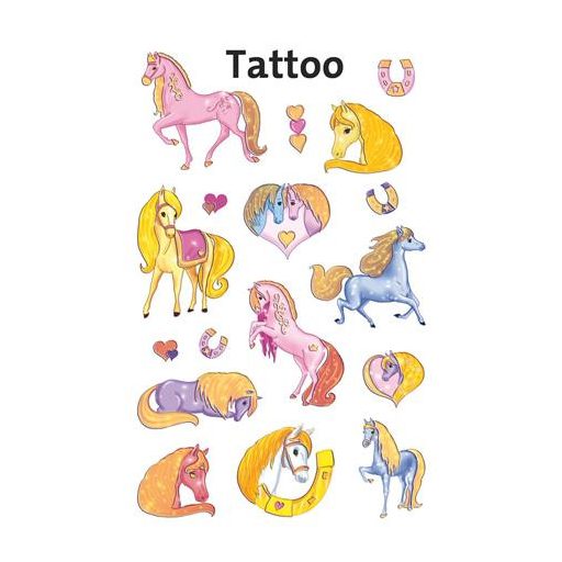 Matrica, tetoválás, 1 ív, 76x120 mm, AVERY ZWECKFORM, "Z-Design No.56681", csillámos lovak