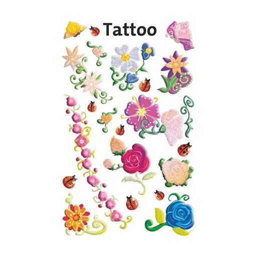 Matrica, tetoválás, 1 ív, 76x120 mm, AVERY ZWECKFORM, "Z-Design No.56691", színes virágok