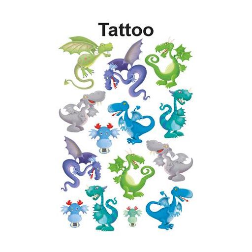 Matrica, tetoválás, 1 ív, 76x120 mm, AVERY ZWECKFORM, "Z-Design No.56751", sárkányok