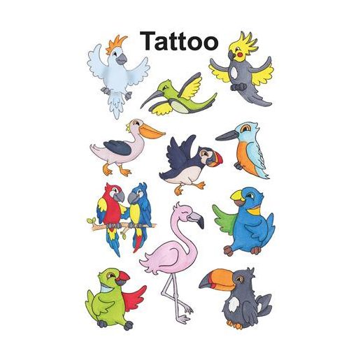 Matrica, tetoválás, 1 ív, 76x120 mm, AVERY ZWECKFORM, "Z-Design No.56762", madarak