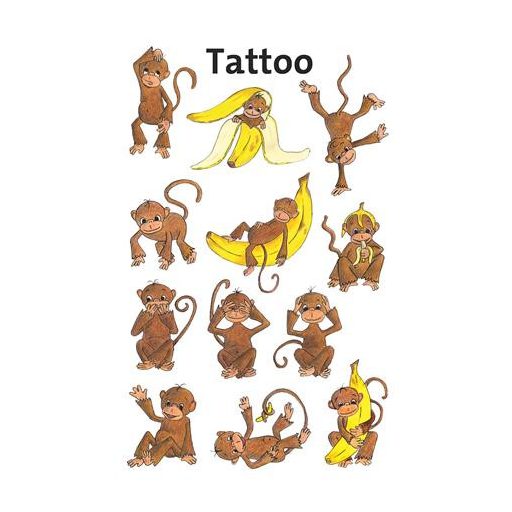 Matrica, tetoválás, 1 ív, 76x120 mm, AVERY ZWECKFORM, "Z-Design No.56766", majom