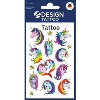   Matrica, tetoválás, 1 ív, 76x120 mm, AVERY ZWECKFORM, "Z-Design No.56767",  unikornisok