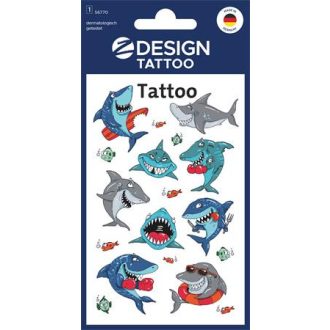   Matrica, tetoválás, 1 ív, 76x120 mm, AVERY ZWECKFORM, "Z-Design No.56770",  cápák