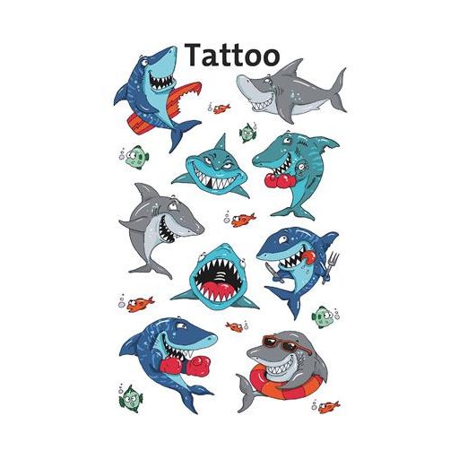 Matrica, tetoválás, 1 ív, 76x120 mm, AVERY ZWECKFORM, "Z-Design No.56770",  cápák