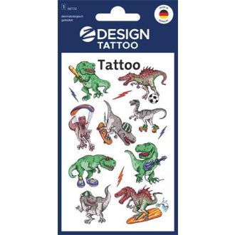   Matrica, tetoválás, 1 ív, 76x120 mm, AVERY ZWECKFORM, "Z-Design No.56772",  dínók