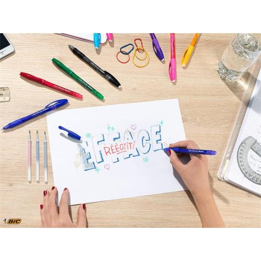 Rollertoll, törölhető, 0,35 mm, kupakos, BIC "Gel-ocity Illusion", fekete