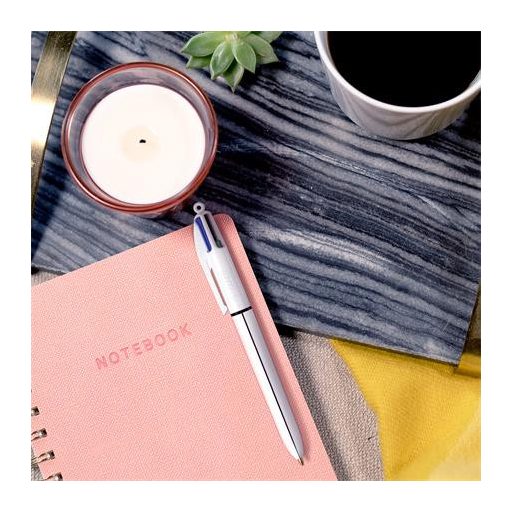 Golyóstoll, 0,32 mm, nyomógombos, négyszínű, BIC "4 Colours Shine"