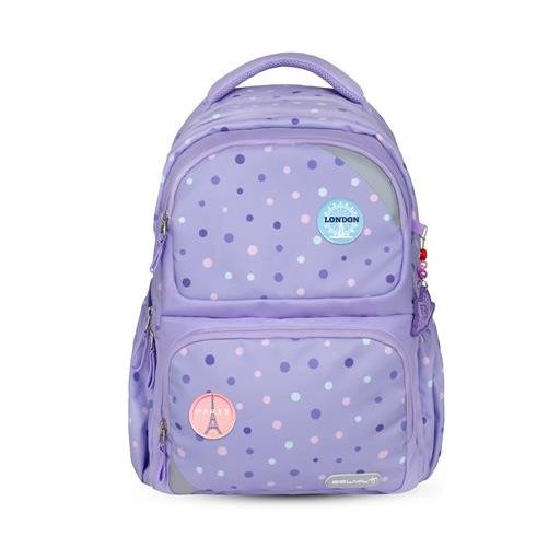 Iskolatáska, cipzáras, BELMIL "Maxi Pack Purple Dots", lila pöttyös