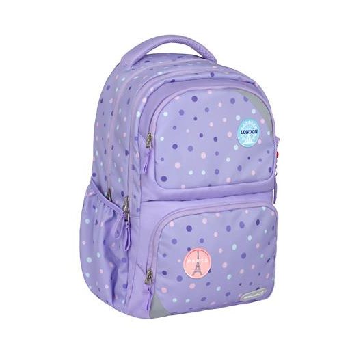 Iskolatáska, cipzáras, BELMIL "Maxi Pack Purple Dots", lila pöttyös