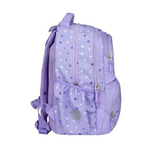 Iskolatáska, cipzáras, BELMIL "Maxi Pack Purple Dots", lila pöttyös