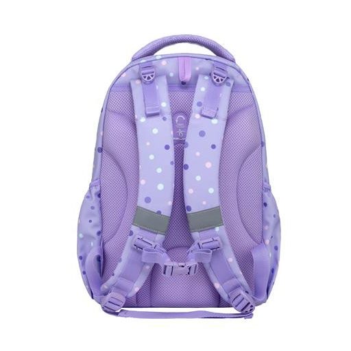 Iskolatáska, cipzáras, BELMIL "Maxi Pack Purple Dots", lila pöttyös