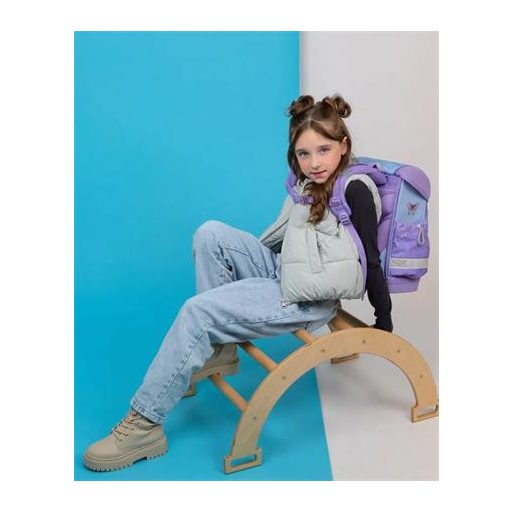 Iskolatáska, fémcsat, BELMIL "Classy Purple Blue Butterfly", pillangó