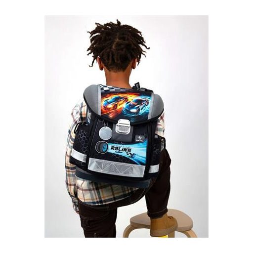 Iskolatáska, fémcsat, BELMIL "Classy Race it", versenyautó