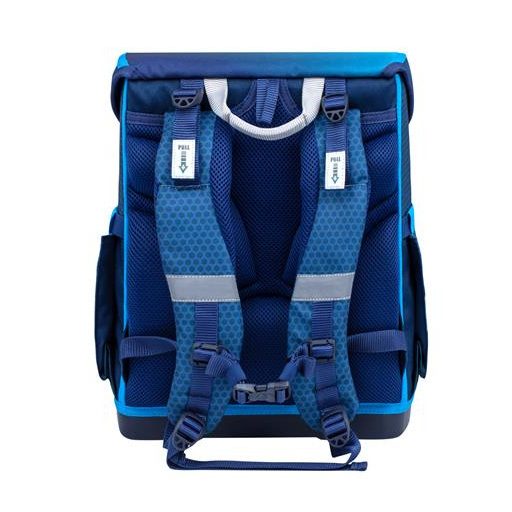 Iskolatáska, mágneszárral, BELMIL "Compact Racing Blue Neon", versenyautó