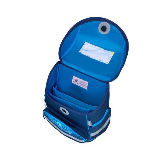 Iskolatáska, mágneszárral, BELMIL "Compact Racing Blue Neon", versenyautó