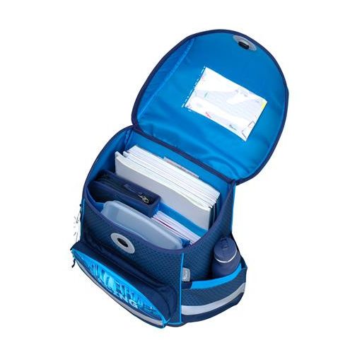 Iskolatáska, mágneszárral, BELMIL "Compact Racing Blue Neon", versenyautó