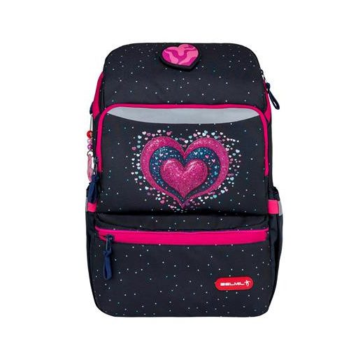 Iskolatáska, cipzáras, BELMIL "Zippy Pinky", pink szív