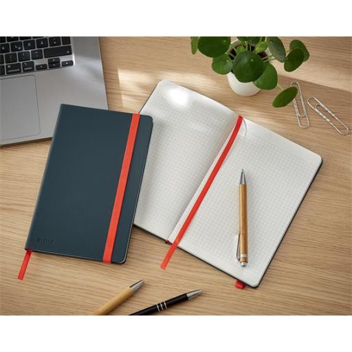 Beíró, A5, kockás, 80 lap, keményfedeles, LEITZ "Cosy Soft Touch", bársonyszürke