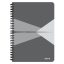 Spirálfüzet, A5, kockás, 90 lap, laminált karton borító, LEITZ "Office", szürke