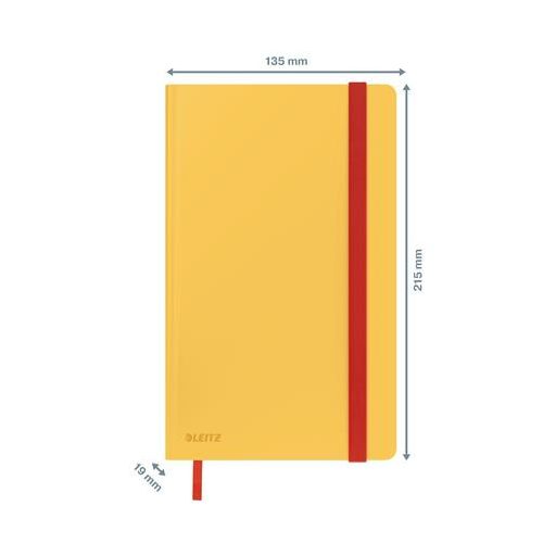 Beíró, A5, vonalas, 80 lap, keményfedeles, LEITZ "Cosy Soft Touch", melegsárga