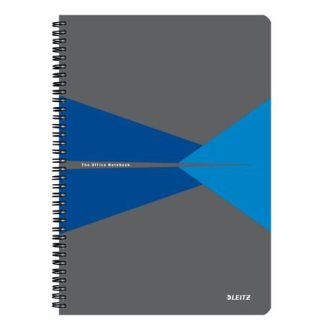   Spirálfüzet, A4, kockás, 90 lap, PP borító, LEITZ "Office", szürke-kék