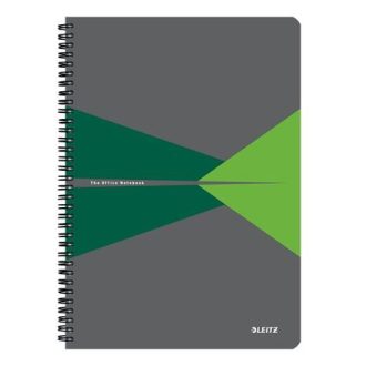   Spirálfüzet, A4, vonalas, 90 lap, PP borító, LEITZ "Office", szürke-zöld
