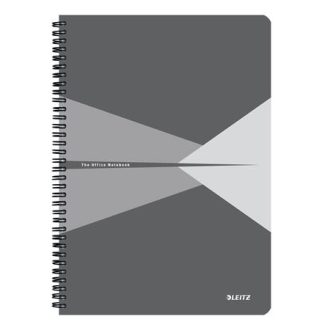   Spirálfüzet, A4, vonalas, 90 lap, PP borító, LEITZ "Office", szürke