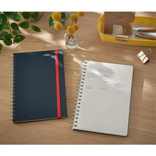 Spirálfüzet, B5, vonalas, 80 lap, LEITZ, "Cosy Soft Touch", bársonyszürke