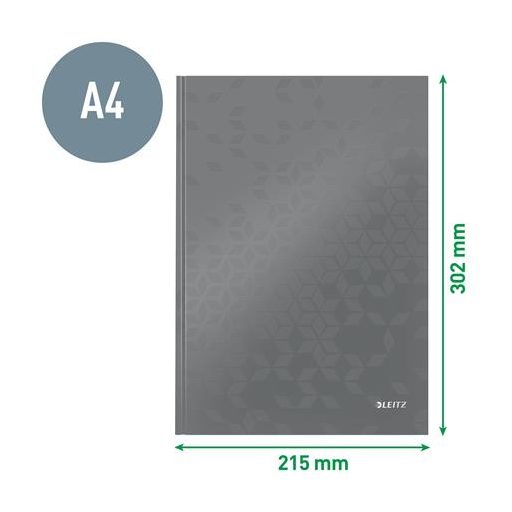 Beíró, A4, kockás, 80 lap, keményfedeles, LEITZ "Wow", kék