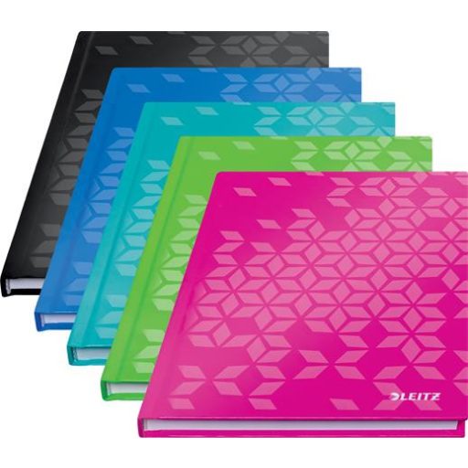 Beíró, A5, vonalas, 80 lap, keményfedeles, LEITZ "Wow", kék