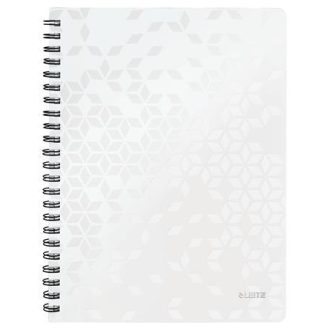   Spirálfüzet, A4, vonalas, 80 lap, LEITZ "Wow", fehér