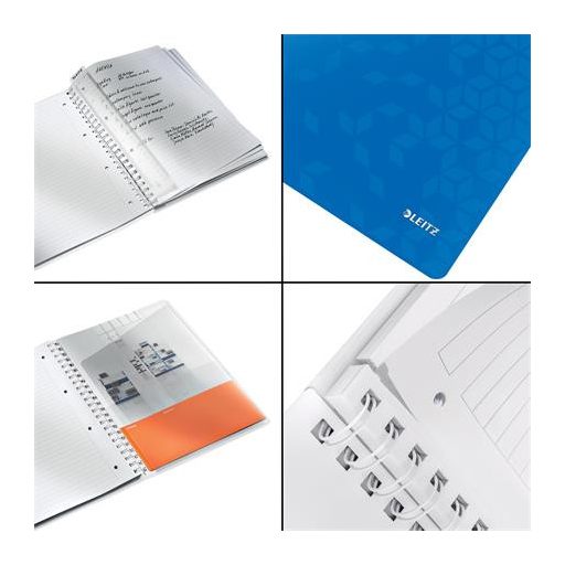 Spirálfüzet, A4, vonalas, 80 lap, LEITZ "Wow", kék