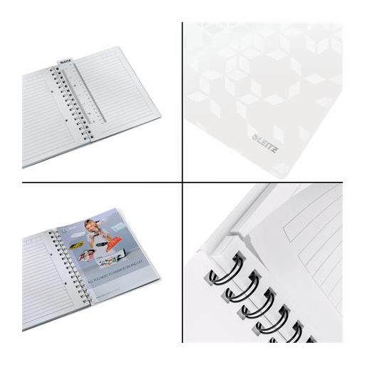 Spirálfüzet, A5, vonalas, 80 lap, LEITZ "Wow", fehér