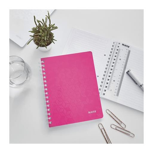 Spirálfüzet, A5, vonalas, 80 lap, LEITZ "Wow", rózsaszín