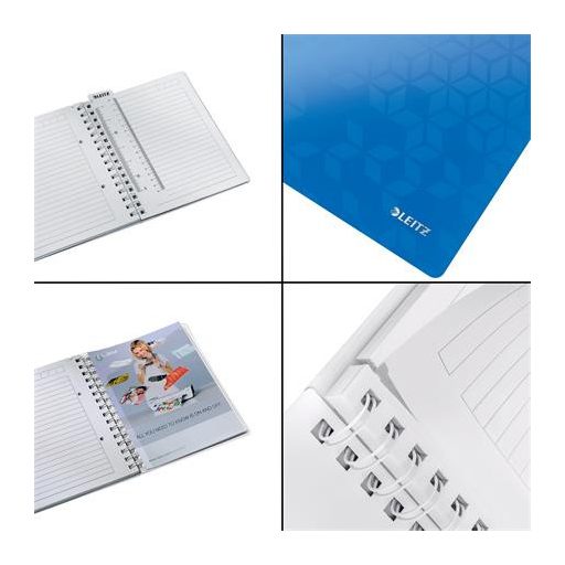 Spirálfüzet, A5, vonalas, 80 lap, LEITZ "Wow", kék