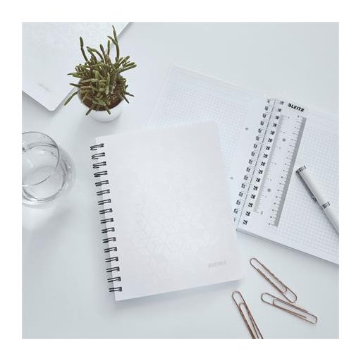 Spirálfüzet, A5, kockás, 80 lap, LEITZ "Wow", fehér