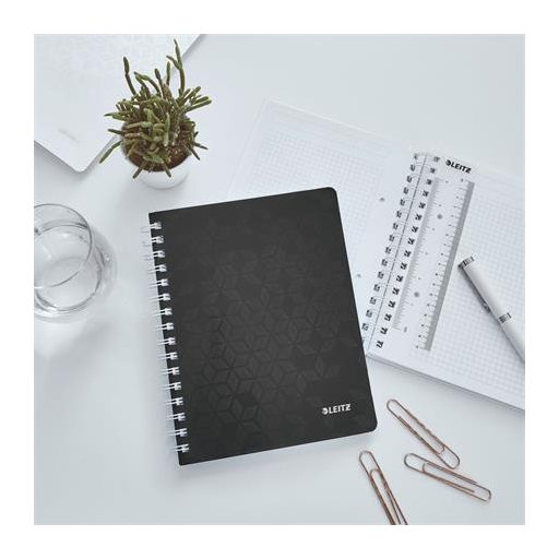 Spirálfüzet, A5, kockás, 80 lap, LEITZ "Wow", fekete