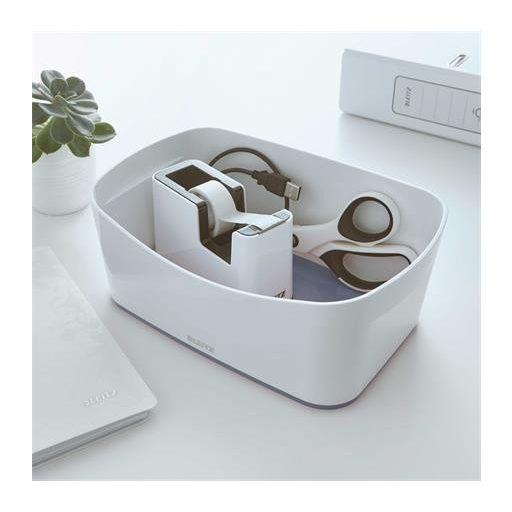 Ragasztószalag-adagoló, asztali, feltöltött, LEITZ "Wow", fehér-szürke