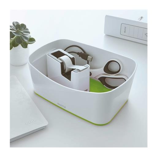 Ragasztószalag-adagoló, asztali, feltöltött, LEITZ "Wow", fehér-zöld